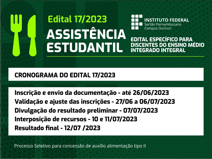 Retificao cronograma CPAE Edital Custeio Alimentao